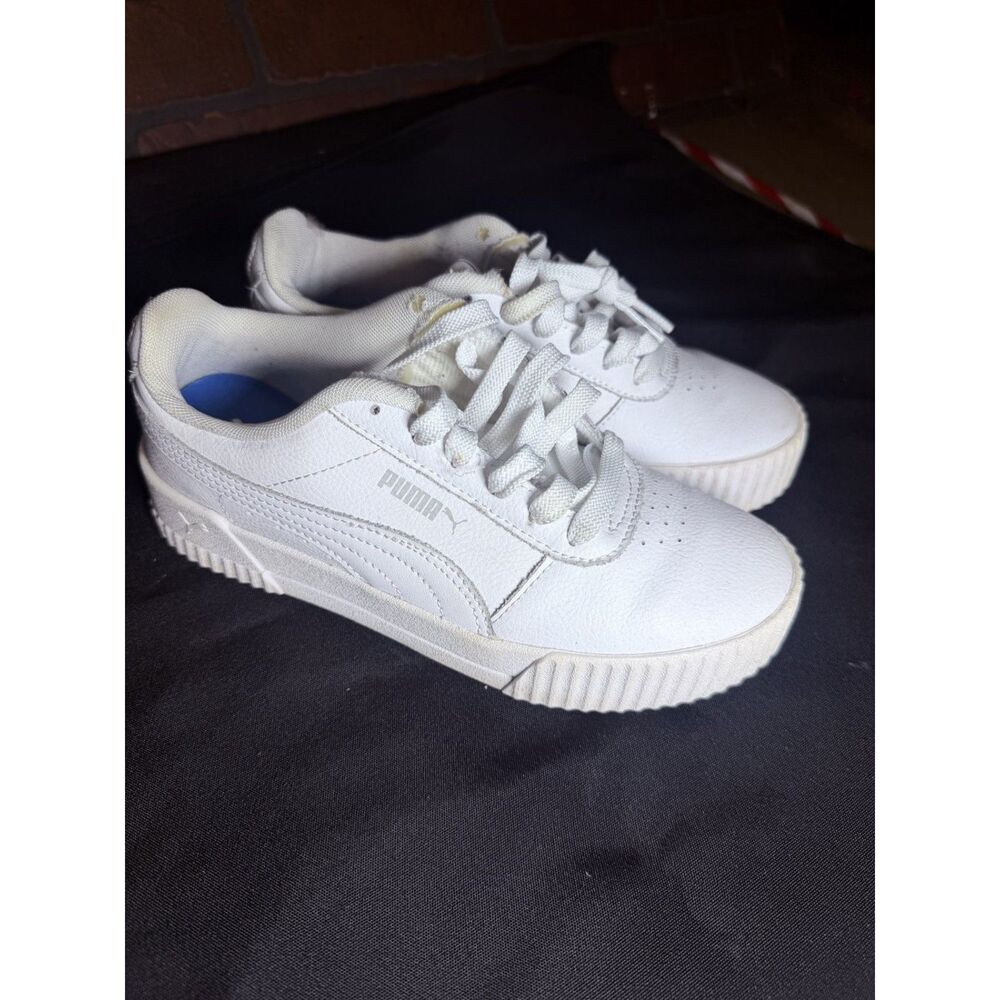 Puma Carina L Jr White Leather Girls Youth 4